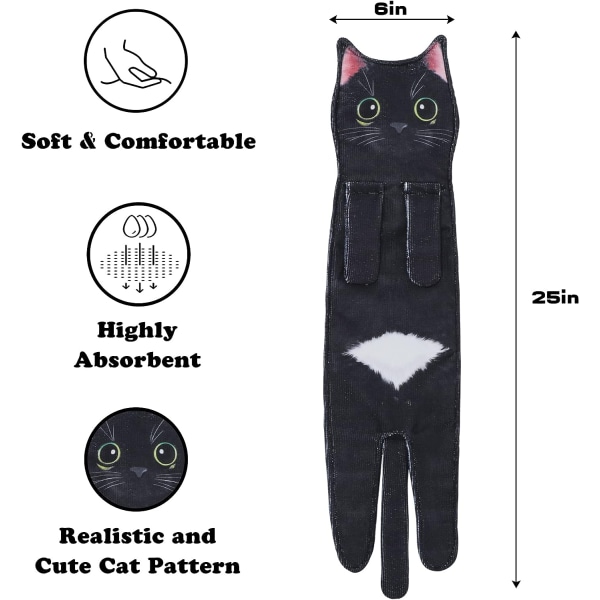 Rolig katthandduk för kök och badrum Black cat