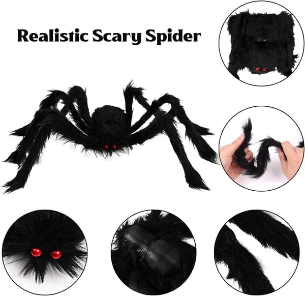 59” Halloween Hårig Spindel Utomhus Dekorationer Black