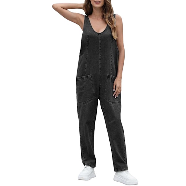 High Roller Denim Jumpsuit för kvinnor Black M