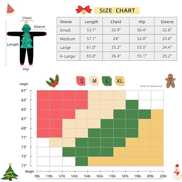 Unisex Julpepparkakans Onesie Kostymer En Delig Pyjamas Sovkläder för Vuxen L