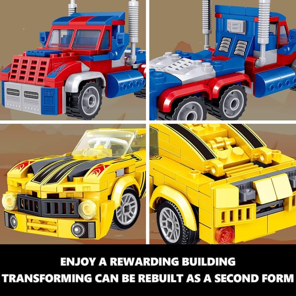 Transformerende Byggesett, Samleobjekt 2 i 1 Transformerende Robot Blokksett 2 pcs