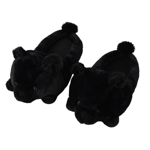Teddy Bear Sød Plys Dyre Tøfler Sko Indendørs Hjem Soveværelse Tøfler Black
