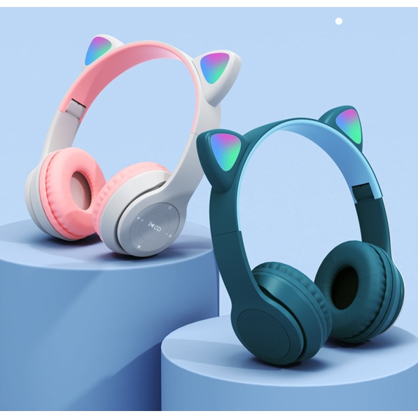 Barnhörlurar med LED Cat Ears (säker volymgräns 85 dB) Dark blue