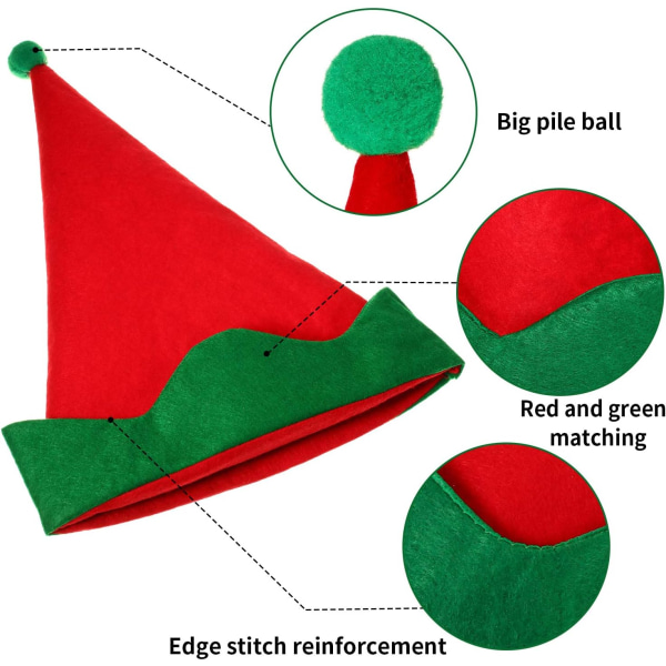 4 stycken Röda tomtehattar i filt Jultomtetomtehatt Green
