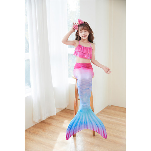 Mermaid Tails för simning för flickor Monofin sjöjungfrubaddräkt pink and blue M