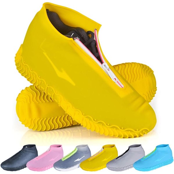 Vanntett Sko Trekk, Gjenbrukbare, Sklisikre Regntrekk for Sko for Barn, Menn og Kvinner Yellow XL