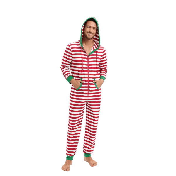 Julpyjamas för vuxna, Onesie-dräkt, Pyjamas för kvinnor, Pyjamasuppsättningar Men Red 2XL