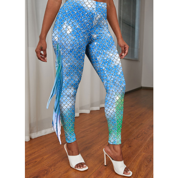 Sjöjungfru Leggings för Kvinnor Fiskfjäll Leggings Style 3 M