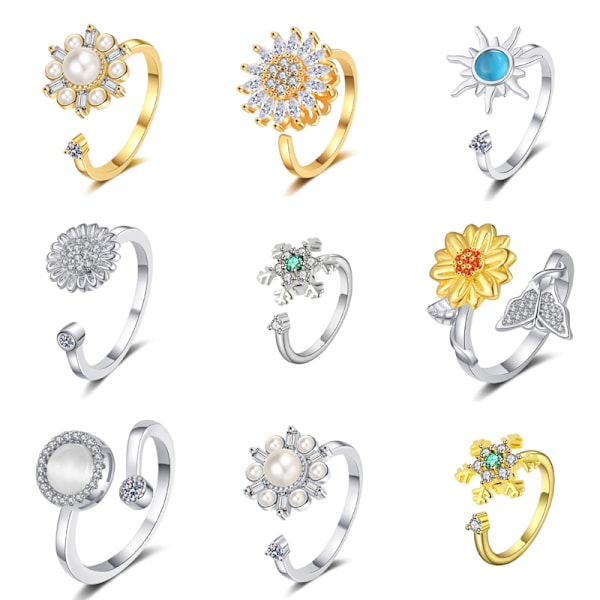 Guldångest Ring för kvinnor, Fidget Ringar för Ångest för Kvinnor Style6