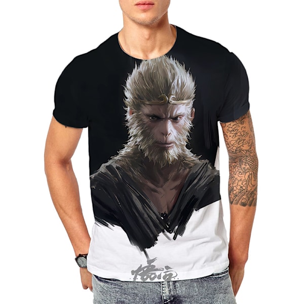 T-shirt til mænd og kvinder, kortærmet, 3D Monkey King, Wu-Kong Q1 M