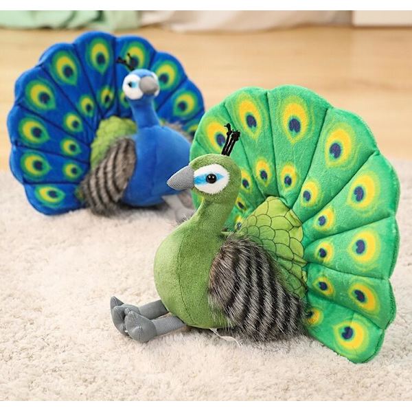 25*30CM Søde Zoo Souvenir Påfugl Ppen Hale Ornamenter Dukker blue