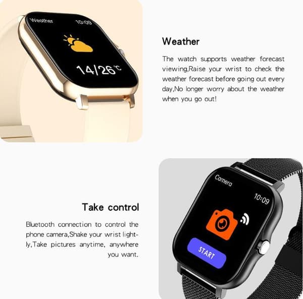 Bluetooth Smartklokke for menn og kvinner, vanntett Black
