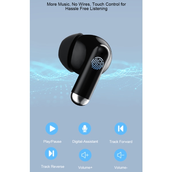 Trådlösa hörlurar Bluetooth 5.3 hörlurar Hörlurar i örat Touch Control