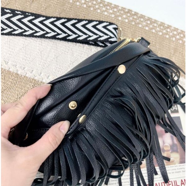 Kvinders Crossbody Taljepose Med Kvast Curry
