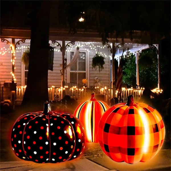 Halloween LED Græskar Opblæsbar Dekoration Stripe