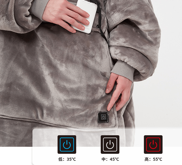 Winter Warm Hooded Lazy Blanket USB blue