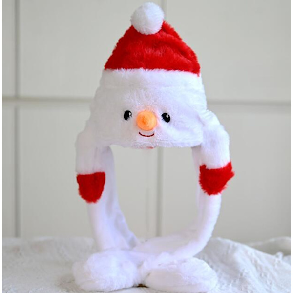 Jultomte-plyschhatt som rör sig när man klämmer Snowman