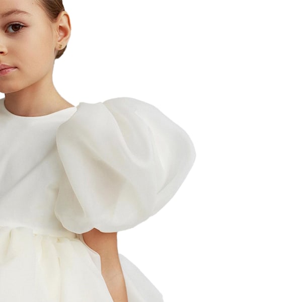 Piger Pufærme Tyl Tutu Snurre Babydoll Flare Gallakjole Prinsessekjole White 100cm