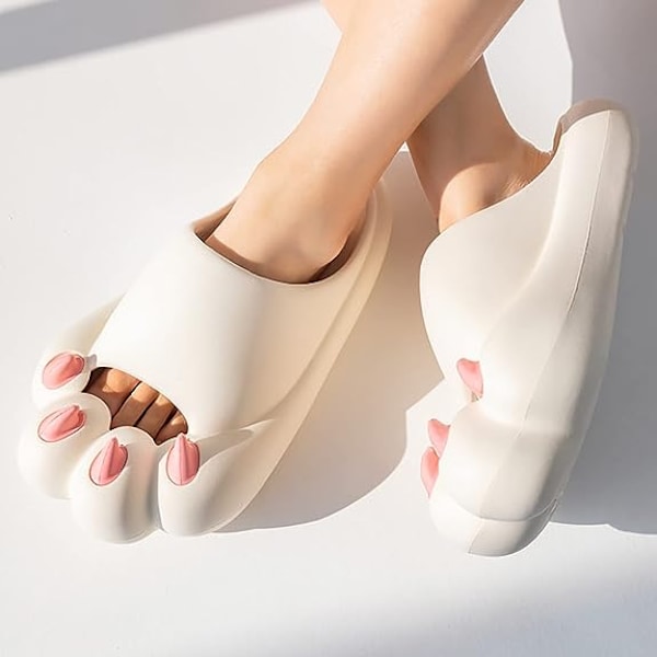 Kattenslabbsko - Søte, morsomme, komfortable og myke hjemmesko White Shoes Size 40-41