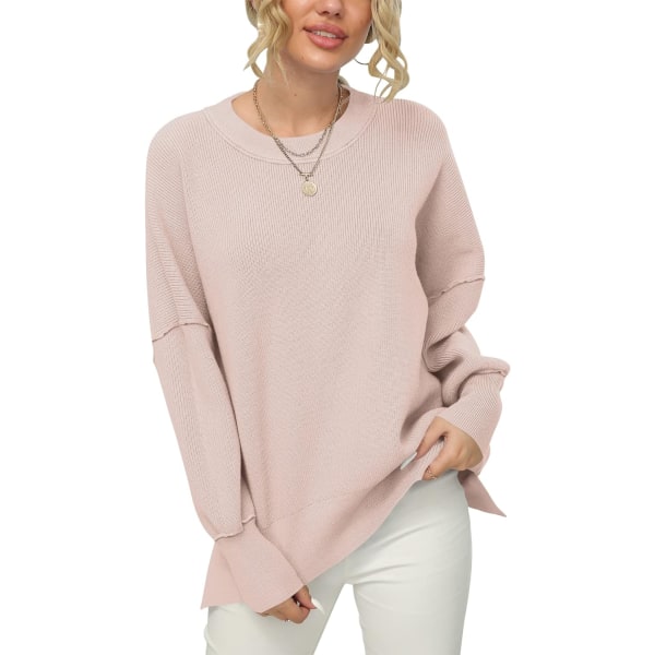 Dame Rundhals Trøje med Batwing Ærmer Pink XL