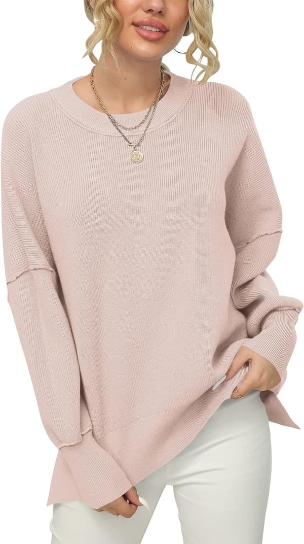 Hettegenser med flaggermusarmer for kvinner Pink XL