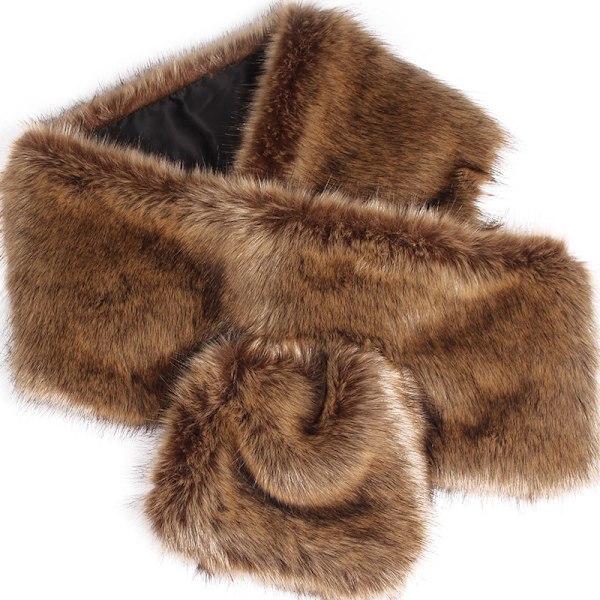 Dame Faux Fur Sjal Fest Faux Fur Krage Fur Wraps Wine Red