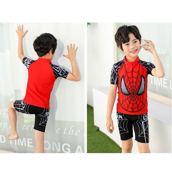 Spider-Man Badedrakt Gutter Barn Todelt Topp Shorts Badesett Black XL
