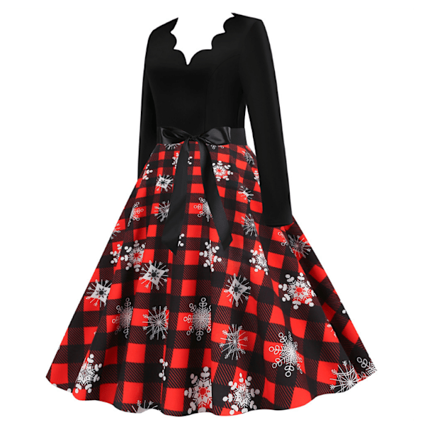 Print Jul Casual Slim Klänning red S