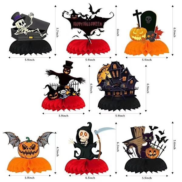 8 stk. Halloween Honningkam Midtpunkt Sæt Style 3