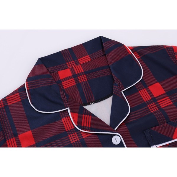 Melkesilke Langarmet Dame Plaid Skjorte Pyjamas Red M