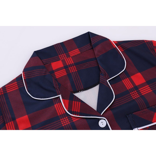 Mjukt Silke Långärmad Dam Plaid Skjorta Pyjamas Red M