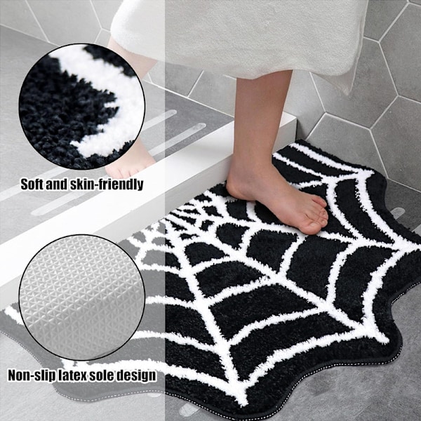 Gotisk Teppe Edderkoppnett Innendørs Halloween Teppe Black White 40*60cm