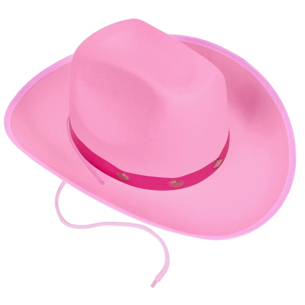 Cowboyhatt for menn og kvinner - Filt med nagler, svart cowgirlhatt Pink