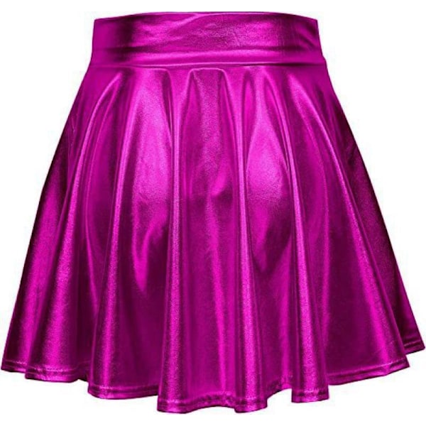 Dam Ledig Mode Utsvängd Plisserad A-Linje Cirkel Skaterkjol Rose Red M