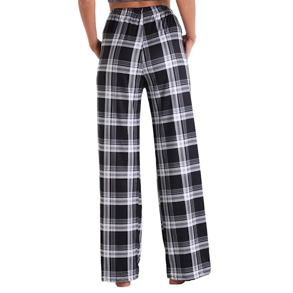 Naisten Pyjama Housut Venyvät Lounge Housut Black White 3XL