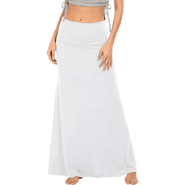 Långa Kjol för Kvinnor Höst Vinter Maxi Kjol Hög Midja white XL