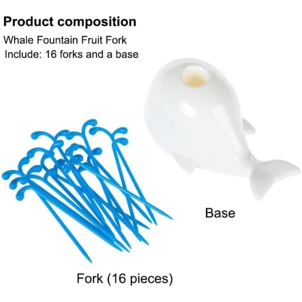 Sjarmerende Beluga Fontene Fruktgaffelsett Kreativt Dyr Hval Fruktpinne 10*4.9*4.5