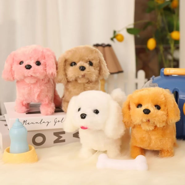 Barnpresent Simulation Plysch Elektrisk Valp Husdjur Leksak Hund Kan Gå Och Kalla Leksakshund pink