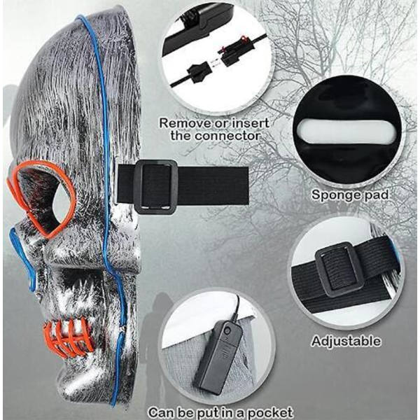 Halloween Skräckande Spöke Ansikte Skelett Glöd Masker Style 1