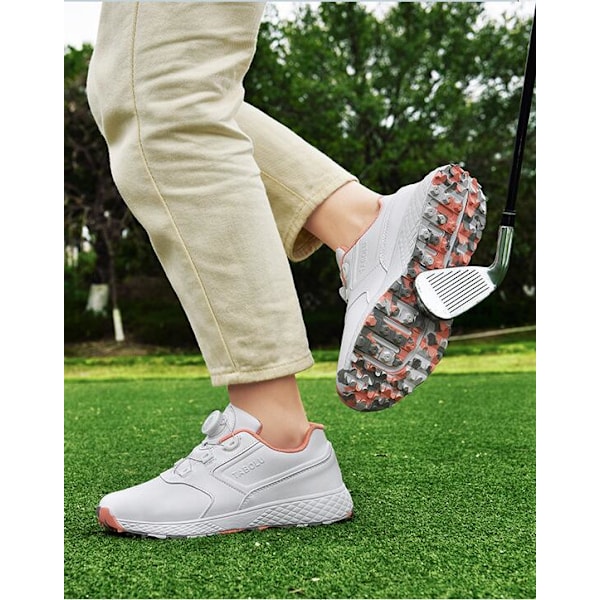 Dame Golf Sko Spikeless Vanntett Golf Sport Sneakers White Pink 40