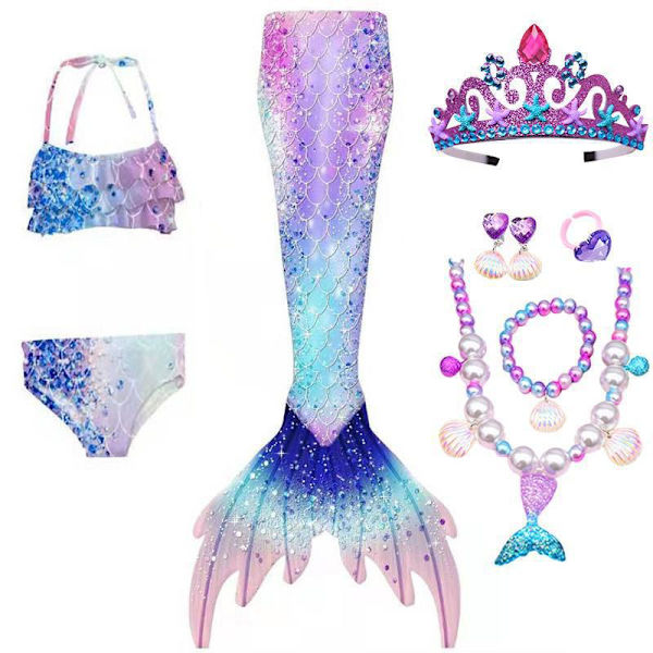 8-pack flickor badkläder prinsessa kostym bikini set Q3 140cm