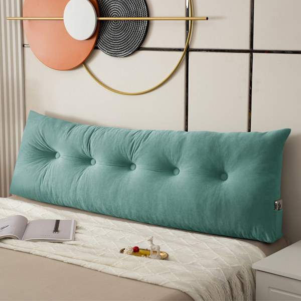 Kilepute Hodegavl Posisjonsstøtte Lang Pute for Seng Blue Green 150*40*12cm