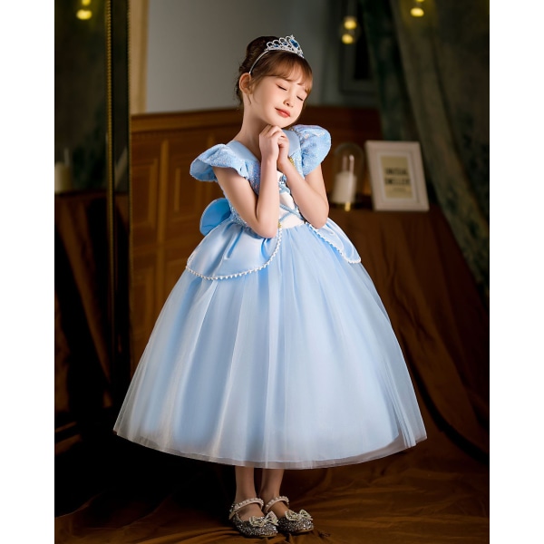 Princess Cinderella kostym för flickor Barn Cosplay Klänning Carnival Outfit 120