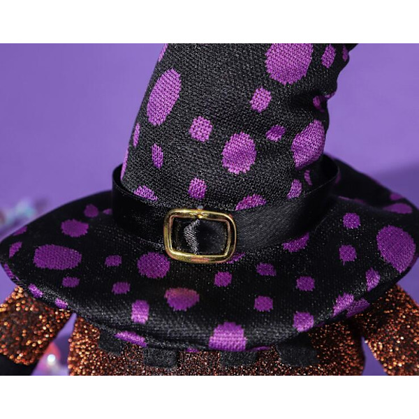 Halloween-kääpiö LED-valolla, hohtava hämähäkkielf-koriste Purple