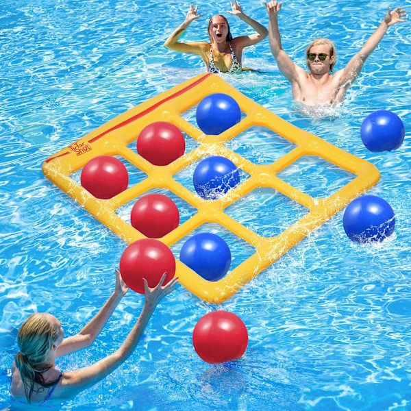 Poolleksaker Spelset - Tic-Tac-Toe Uppblåsbar Poolleksak med 10 Bollar yellow