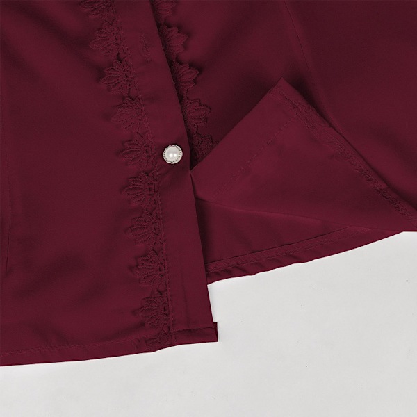 Viktorianinen Blousit Naisille Goottilainen Paita Vintage Pitkähihainen Lootus Rypytetty Toppi Wine Red M