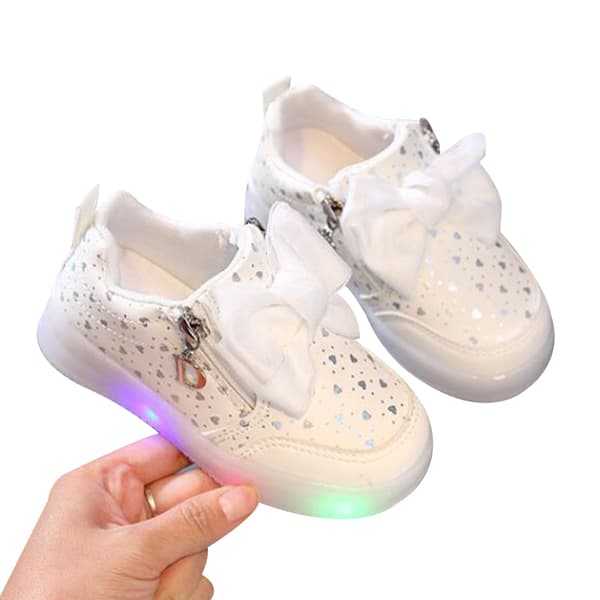 Lette sko for småjenter med LED-lys - Lysende sneakers for barn White 22