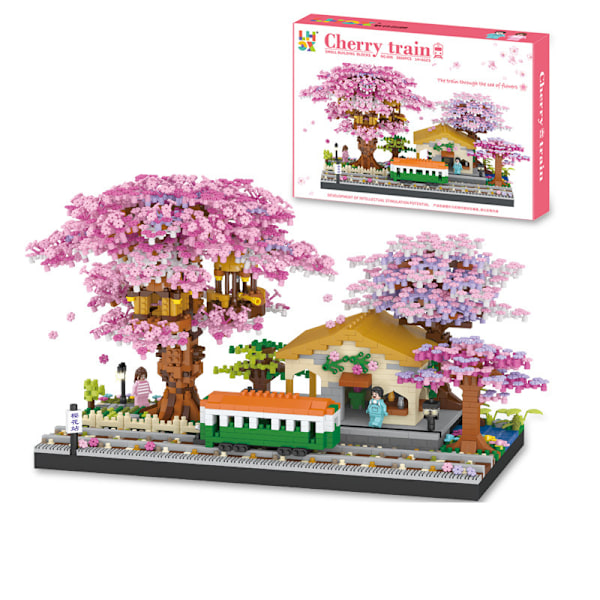 Körsbärsblomsträd Blomsterhus Mikro Byggklossar Set Style 2