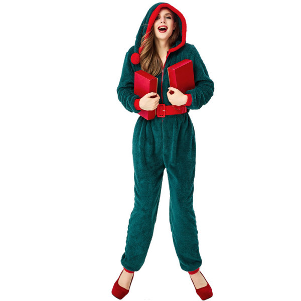 Dam Jultomte Pyjamas Plush Huvtröja Jumpsuit M