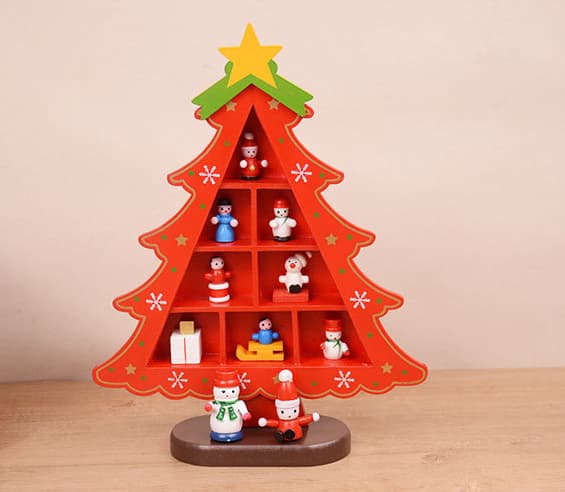 Julpynt DIY Träjulgran, Liten Bordsgran Julgranspresent Skrivbordsdekoration Red M